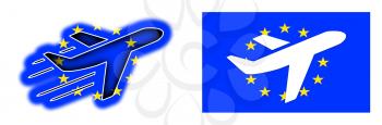 Nation flag - Airplane isolated on white - European Union