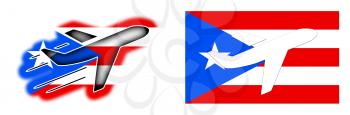 Nation flag - Airplane isolated on white - Puerto Rico