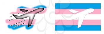 Flag - Airplane isolated on white - Transgender flag
