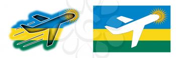 Nation flag - Airplane isolated on white - Rwanda