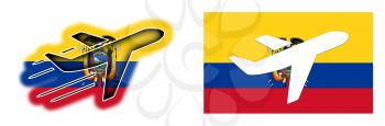 Nation flag - Airplane isolated on white - Ecuador