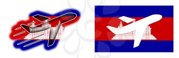 Nation flag - Airplane isolated on white - Cambodia