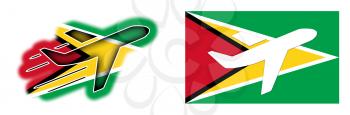 Nation flag - Airplane isolated on white - Guyana