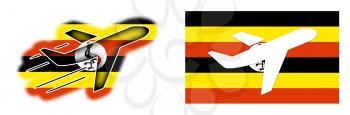 Nation flag - Airplane isolated on white - Uganda
