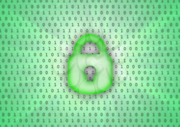 Abstract background, binary code and lock icon - Security concept