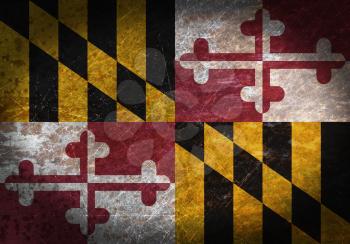 Old rusty metal sign with a flag - Maryland