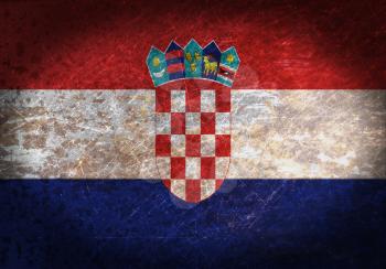Old rusty metal sign with a flag - Croatia
