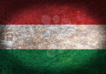 Old rusty metal sign with a flag - Hungary
