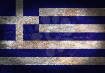 Old rusty metal sign with a flag - Greece