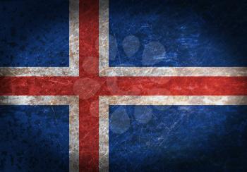 Old rusty metal sign with a flag - Iceland