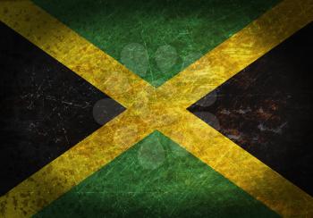 Old rusty metal sign with a flag - Jamaica