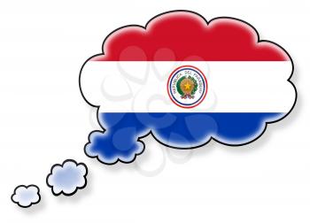Flag in the cloud, isolated on white background, flag of Paraguay