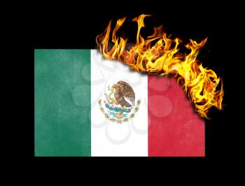 Flag burning - concept of war or crisis - Mexico