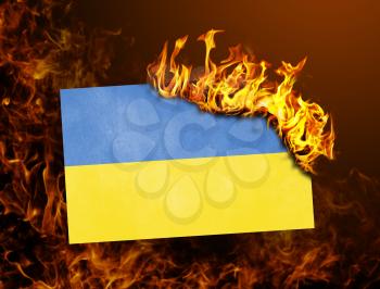 Flag burning - concept of war or crisis - Ukraine