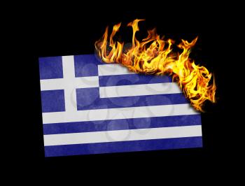 Flag burning - concept of war or crisis - Greece