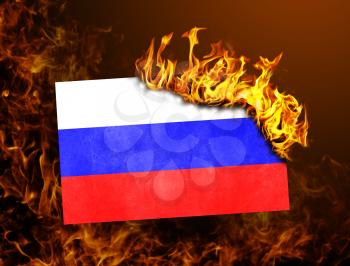 Flag burning - concept of war or crisis - Russia