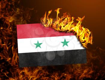 Flag burning - concept of war or crisis - Syria