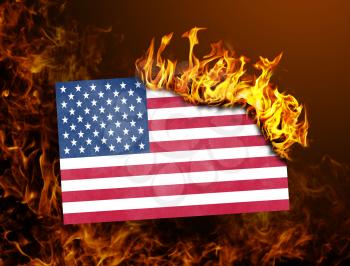 Flag burning - concept of war or crisis - USA