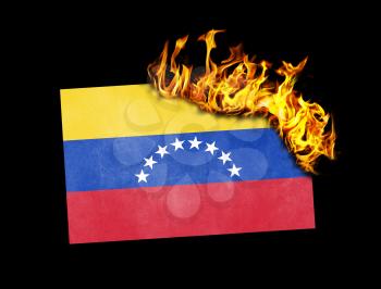 Flag burning - concept of war or crisis - Venezuela