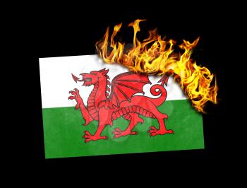 Flag burning - concept of war or crisis - Wales