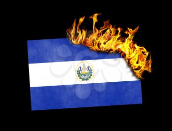 Flag burning - concept of war or crisis - El Salvador
