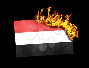Flag burning - concept of war or crisis - Yemen