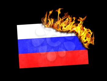 Flag burning - concept of war or crisis - Russia