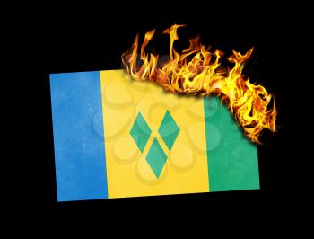 Flag burning - concept of war or crisis - Saint vincent and the grenadines