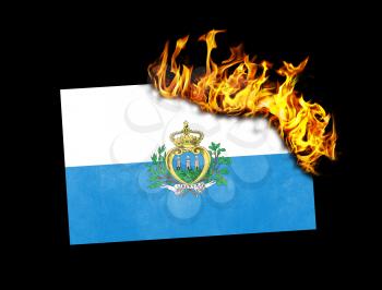 Flag burning - concept of war or crisis - San Marino