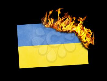 Flag burning - concept of war or crisis - Ukraine
