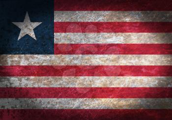 Old rusty metal sign with a flag - Liberia