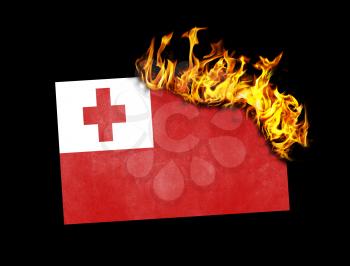 Flag burning - concept of war or crisis - Tonga