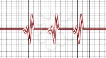 Electrocardiogram - Concept of healthcare, heartbeat shown on monitor - red