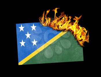 Flag burning - concept of war or crisis - Solomon Islands