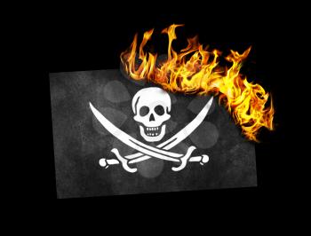 Flag burning - concept of war or crisis - Pirate
