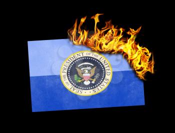 Flag burning - concept of war or crisis - Presidential seal