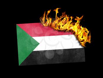 Flag burning - concept of war or crisis - Sudan
