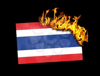 Flag burning - concept of war or crisis - Thailand