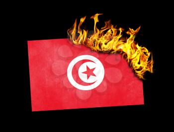 Flag burning - concept of war or crisis - Tunisia