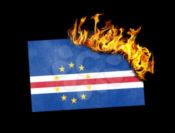 Flag burning - concept of war or crisis - Cape Verde