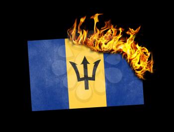 Flag burning - concept of war or crisis - Barbados