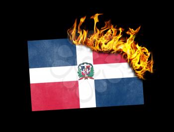 Flag burning - concept of war or crisis - Dominican Republic