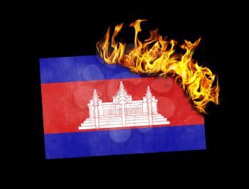 Flag burning - concept of war or crisis - Cambodia