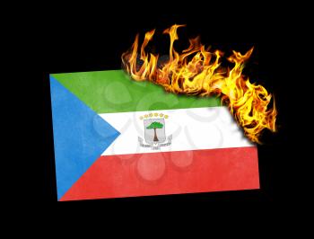 Flag burning - concept of war or crisis - Equatorial Guinea
