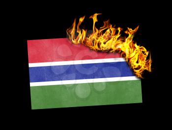 Flag burning - concept of war or crisis - Gambia