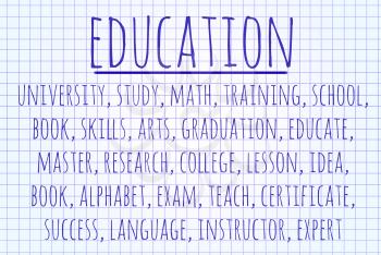 Education word cloud written on a piece of paper