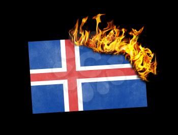Flag burning - concept of war or crisis - Iceland