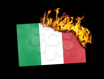 Flag burning - concept of war or crisis - Italy