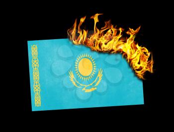 Flag burning - concept of war or crisis - Kazakhstan