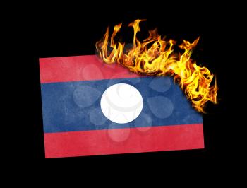 Flag burning - concept of war or crisis - Laos